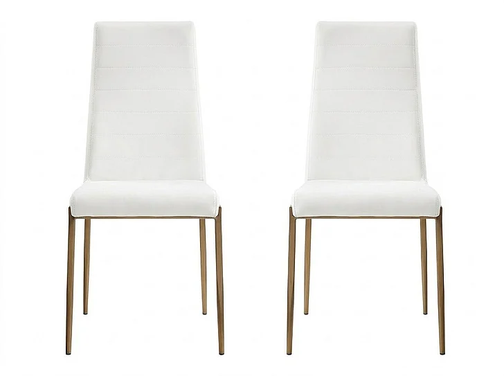 Casabianca Home Firenze Dining Chair (Set of 2) in White PU-Leather CB-511WH-BZ-SET2