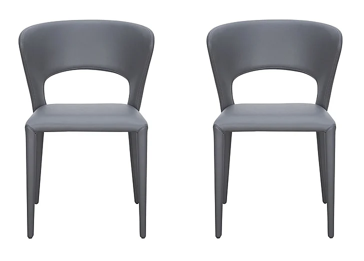 Casabianca Home Layla Dining Chair (Set of 2) in Gray PU-Leather CB-5512-GR-SET2