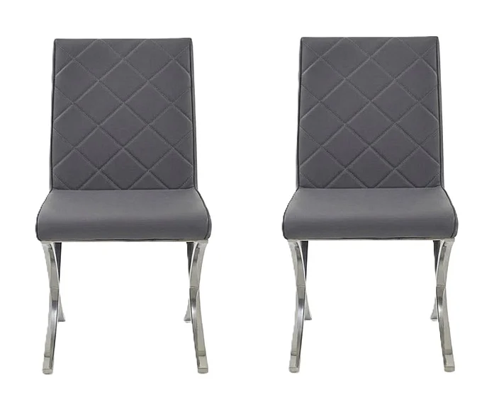Casabianca Home Loft Dining Chair in Gray PU Leather (Set of 2) CB-922-G-SET2