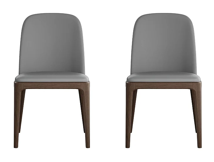 Casabianca Home Eric Dining Chair (Set of 2) in Gray PU-Leather CB-CH7605-SET2