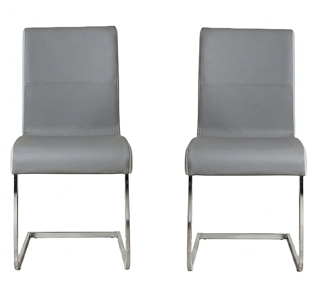 Casabianca Home Stella Dining Chair in Gray Top Grain Leather (Set of 2) TC-2005-GR-SET2