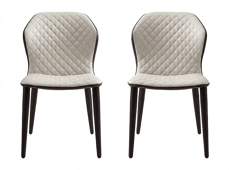 Casabianca Home Olivia Dining Chair in Beige PU Leather (Set of 2) TC-DC04-SET2