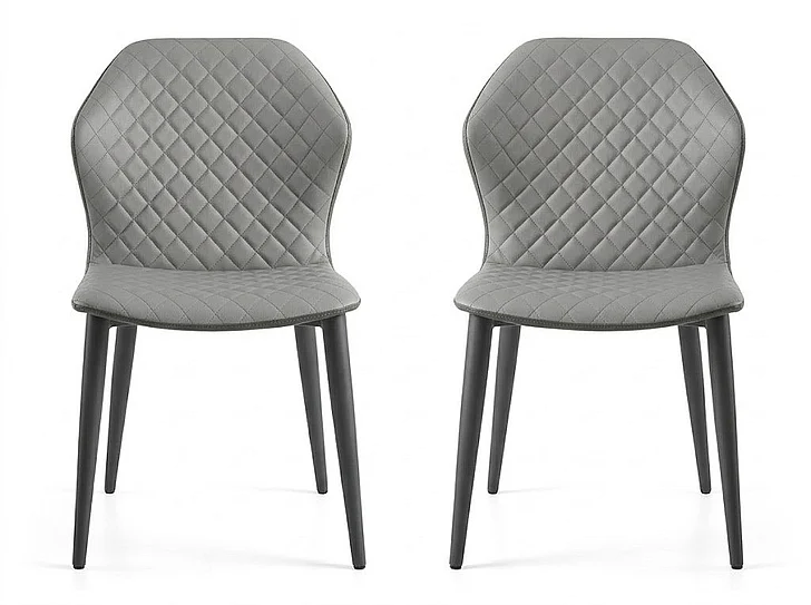 Casabianca Home Olivia Dining Chair in Gray PU Leather (Set of 2) TC-DC04GR-SET2