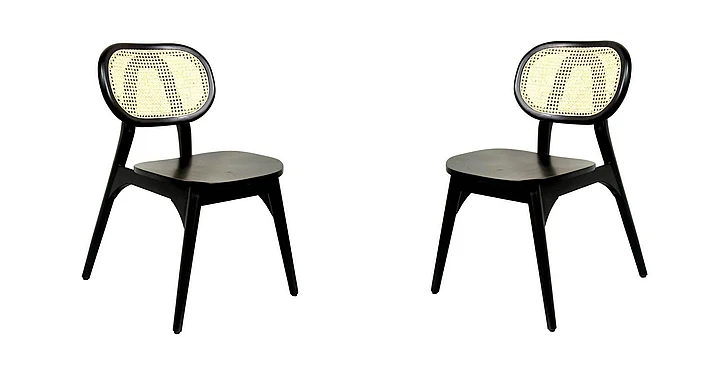 Coast by DK Ventura Dining Chair Rattan Work (Set of 2) in Black 11233