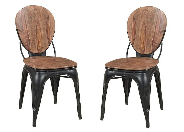 Coast by DK Harper Praire Dining Chair (Set of 2) in Brownstone & Black Powder Coat 11383