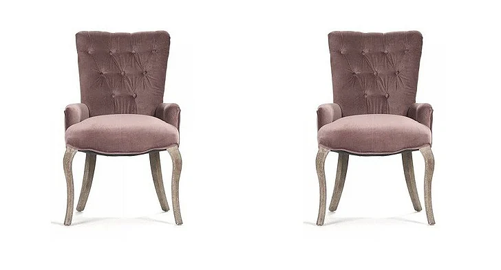 Zentique Iris Tufted Chair in Limed Grey Oak (Set of 2) CF005 E272 V004