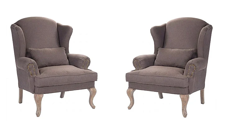 Zentique Zacharie Wingback Chair in Limed Grey Oak (Set of 2) CF075 E272 A008