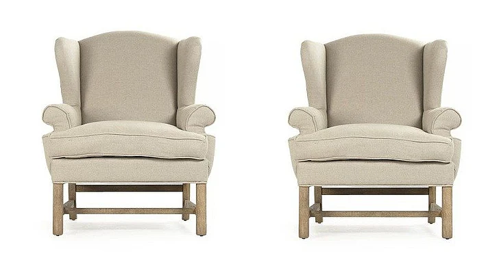 Zentique Fabien Wing Back Chair in Limed Gray Oak (Set of 2) CF090 E272 A003