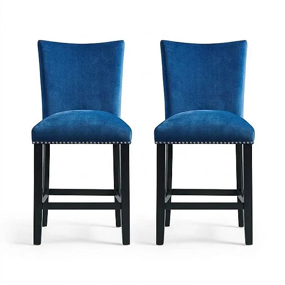Elements International Francesca Counter Height Side Chair (Set of 2) in Blue CFC700CVSC