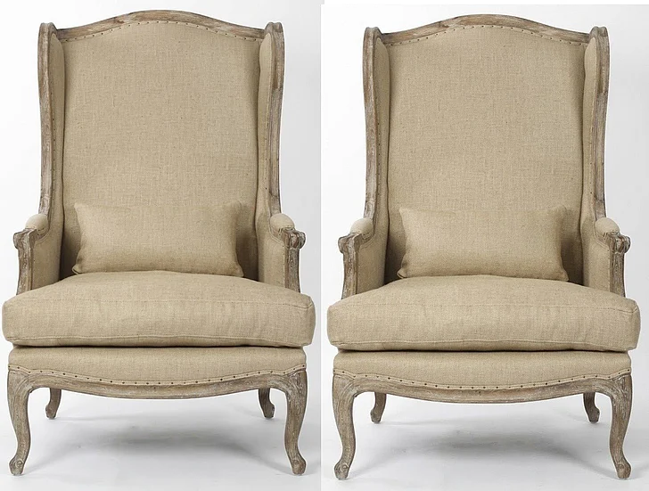 Zentique Leon Wingback Chair in Limed Grey Oak (Set of 2) CFH186 E272 H009