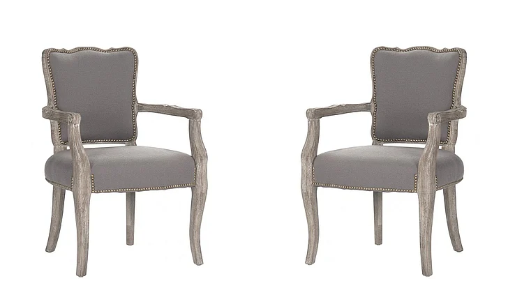 Zentique Elise Arm Chair in Limed Grey Oak (Set of 2) CFH223 Arm E272 H021
