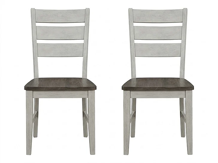 Iconic Furniture Ladder Back Dining Side Chair Ash & Stormy White (Set of 2)