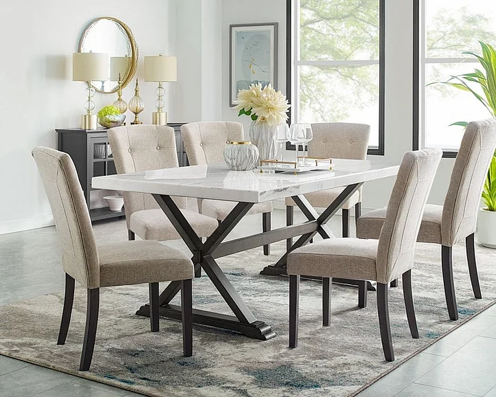 Elements International Lexi 7-Piece Formal Dining Room Set in Espresso