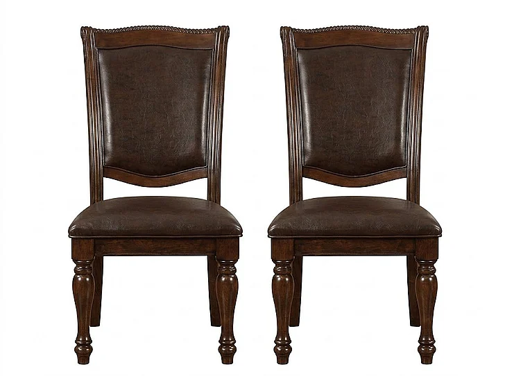 Furniture of America Alpena Upholstered Side Chair in Brown Cherry (Set of 2) CM3350SC-2PK