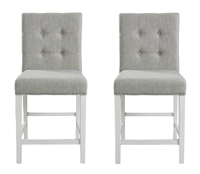 Furniture of America Sutton Counter Ht. Chair in Antique White (Set of 2) CM3390PC-2PK