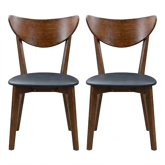 Coaster Jedda Upholstered Dining Chairs Dark Walnut and Black (Set of 2) in Dark Walnut 105362