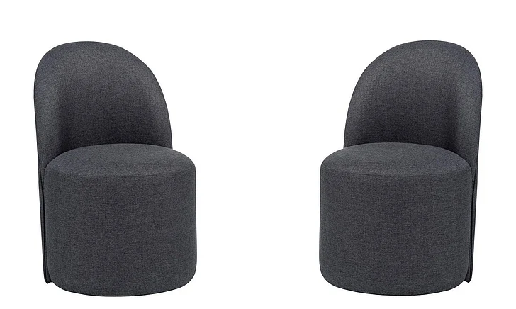Coaster Aubrey Upholstered Barrel Dining Side Chair in Charcoal (Set of 2) 107062CHAR