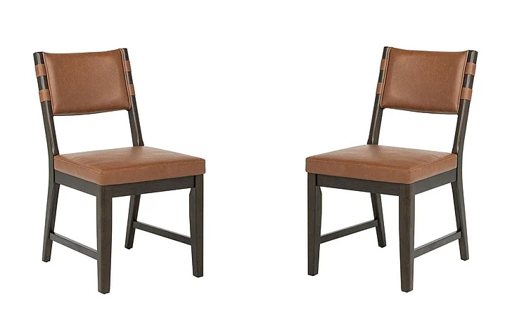 Coaster Tegan Faux Leather Upholstered Dining Side Chair in Cognac (Set of 2) 107072