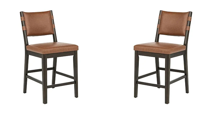 Coaster Tegan Faux Leather Upholstered Counter Height Chair in Cognac (Set of 2) 107079