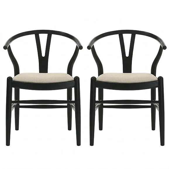 Coaster Crestmont Wood Wishbone Dining Side Chair Black (Set of 2) 108482