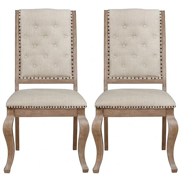 Coaster Brockway Tufted Side Chairs Cream and Barley Brown (Set of 2) in Barley Brown 110292