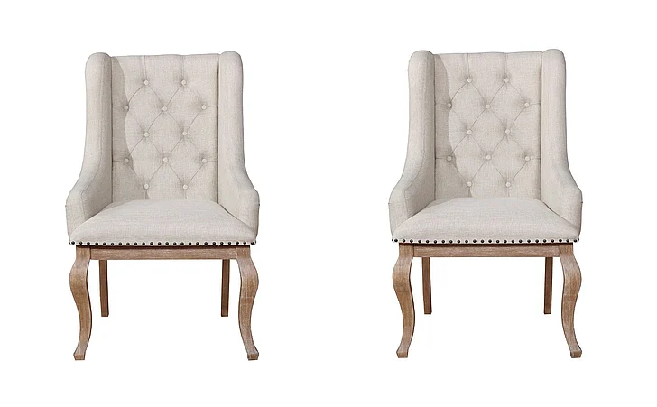 Coaster Brockway Tufted Arm Chairs Cream and Barley Brown (Set of 2) in Barley Brown 110293