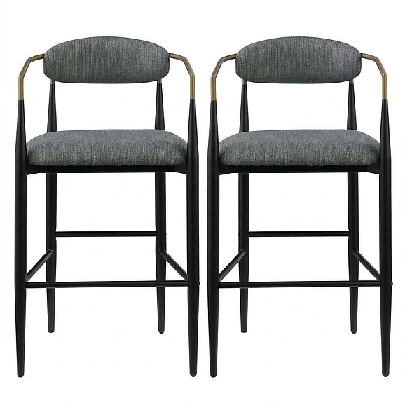 Coaster Tina Fabric Upholstered Bar Chair Dark Grey (Set of 2) 121189