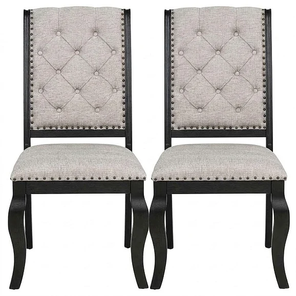 Coaster Phelps Upholstered Dining Side Chair in Tan Distressed Noir (Set of 2) 121232