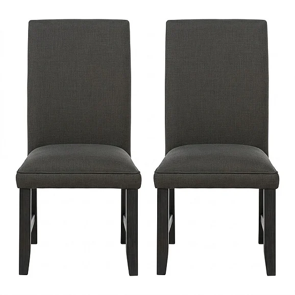 Coaster Berning Fabric Upholstered Parson Side Chair in Charcoal Grey (Set of 2) 121702CHR