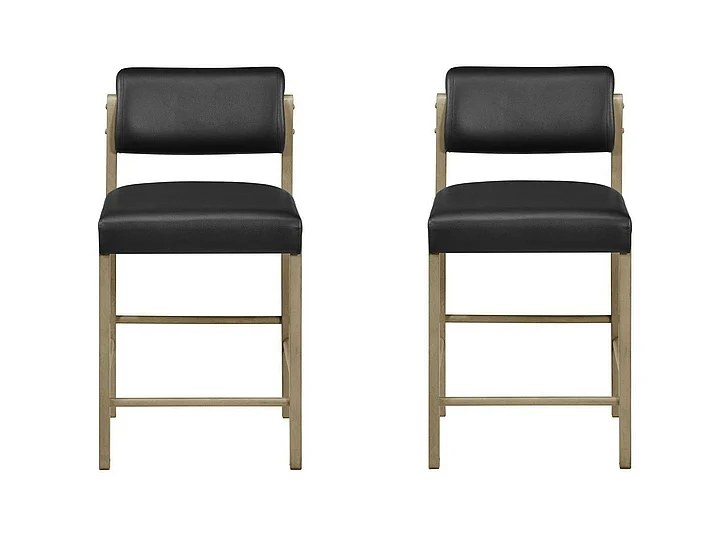 Coaster Kehoe Upholstered Counter Height Chair in Black and Natural Oak (Set of 2) 193929NAT