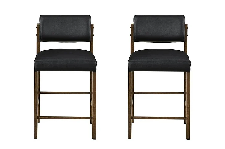 Coaster Kehoe Upholstered Counter Height Chair in Black and Walnut (Set of 2) 193929WAL