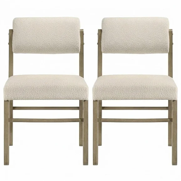 Coaster Kehoe Upholstered Dining Side Chair in Cream and Natural Oak (Set of 2) 193932NAT