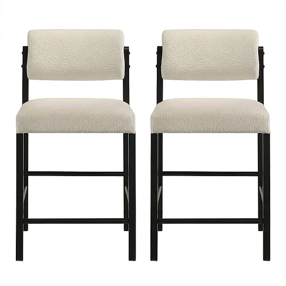 Coaster Kehoe Upholstered Counter Height Chair in Cream and Black (Set of 2) 193939BLK
