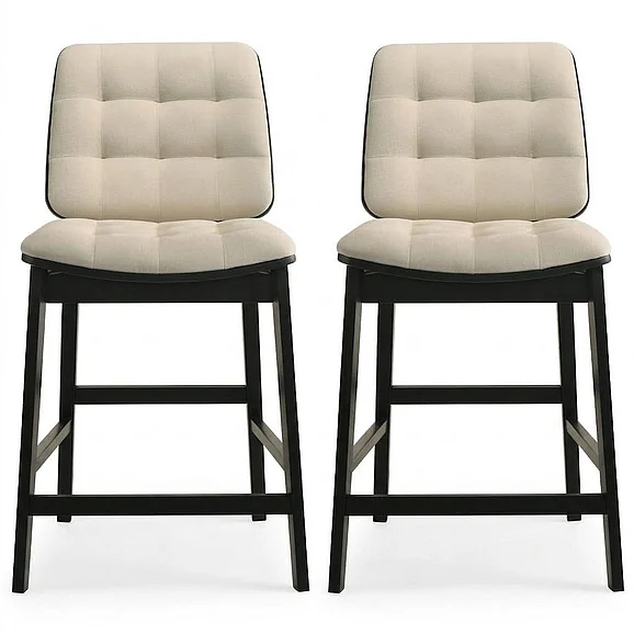 Coaster Redbridge Velvet Upholstered Counter Chair in Cream and Black (Set of 2) 193959BLK