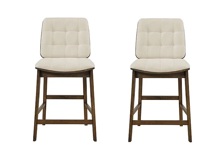 Coaster Redbridge Velvet Upholstered Counter Chair in Cream and Walnut (Set of 2) 193959WAL
