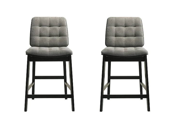 Coaster Redbridge Velvet Upholstered Counter Chair in Grey and Black (Set of 2) 193969BLK