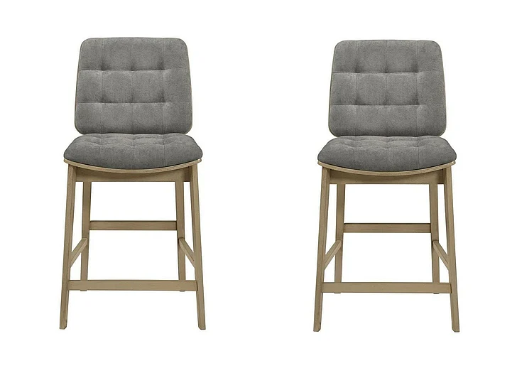 Coaster Redbridge Velvet Upholstered Counter Chair in Grey and Natural Oak (Set of 2) 193969NAT