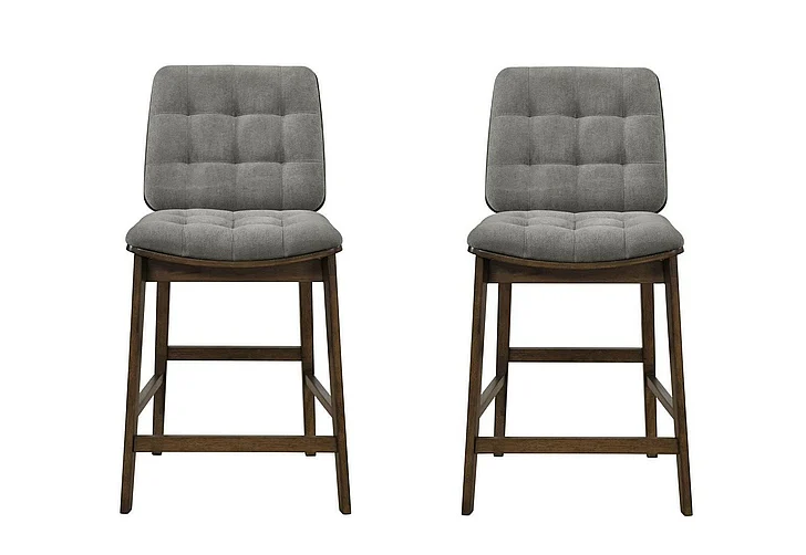 Coaster Redbridge Velvet Upholstered Counter Chair in Grey and Walnut (Set of 2) 193969WAL