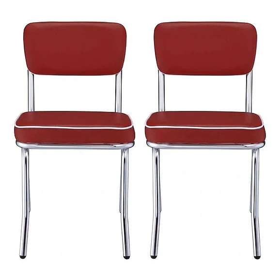 Coaster Retro Open Back Side Chairs Red and Chrome (Set of 2) in Red 2450R