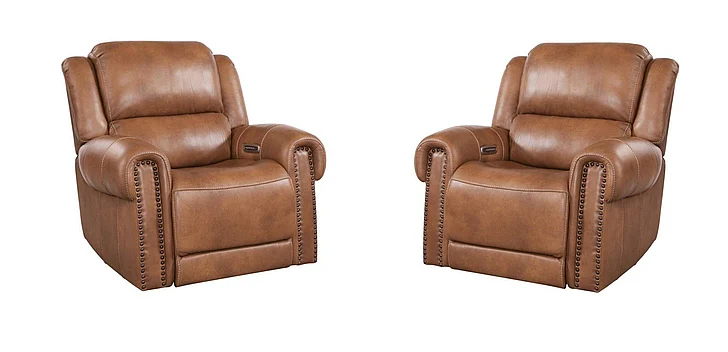 Corinthian Furniture Cordoba Power Headrest Recliner in Cordoba Cognac L68006-19HR (Set of 2)