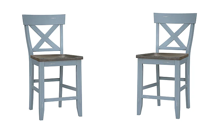 Cottage Creek Beach View Counter Height Dining Chair in Aqua Blue (Set of 2) 60201