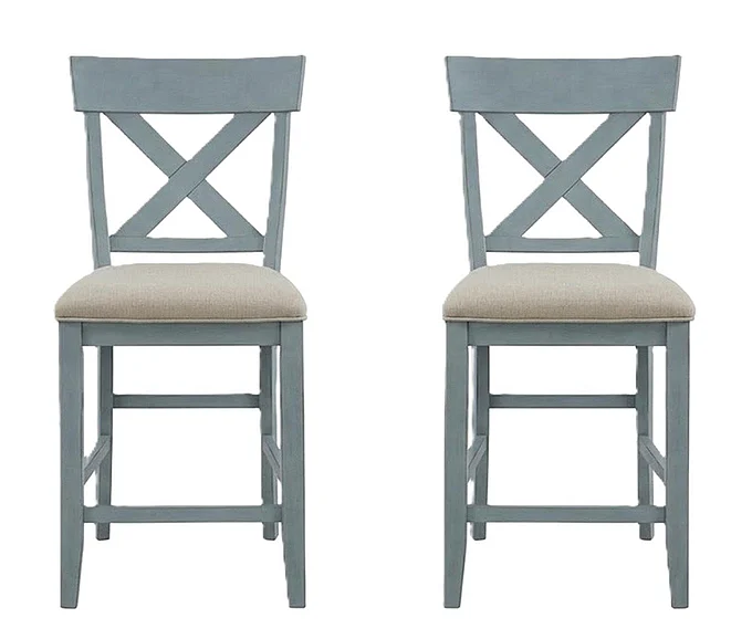 Cottage Creek Bar Harbor Counter Height Dining Chair in Aqua Blue (Set of 2) 7036-0907