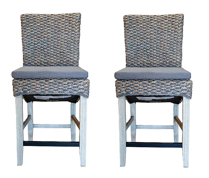 Cottage Creek Ocean Reef Counter Chair in Grey Seagrass (Set of 2) 71155