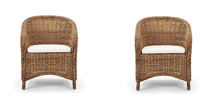 Novo Solo Wickerworks Bonsun Armchair with Cushion (Set of 2) in Natural Grey CR08