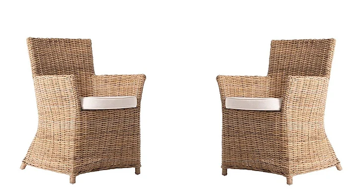 Nova Solo Wickerworks Bishop Dining Arm Chair (Set of 2) in Natural Grey