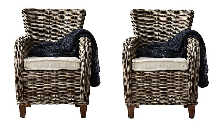 Nova Solo Wickerworks Baroness Chair (Set of 2) in Natural Grey CR53