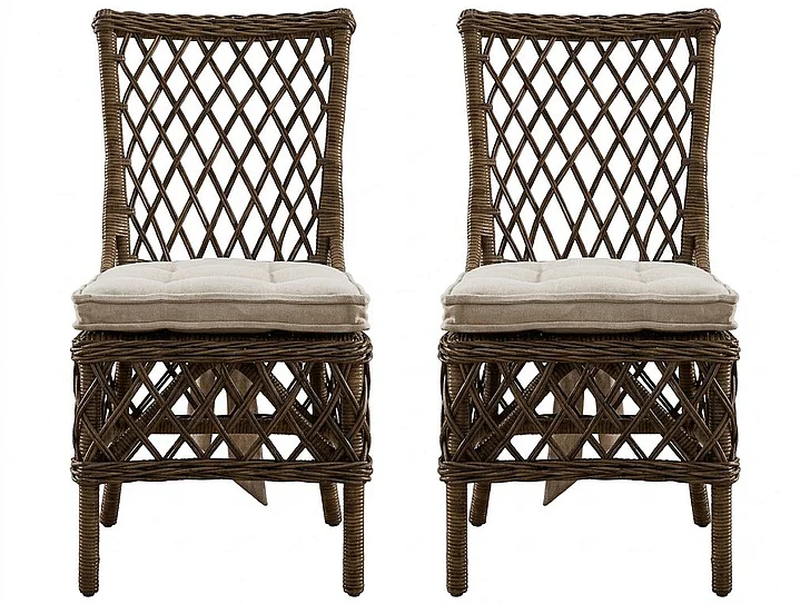 Nova Solo Wickerworks Aristocrate Side Chair (Set of 2) in Natural Grey CR54