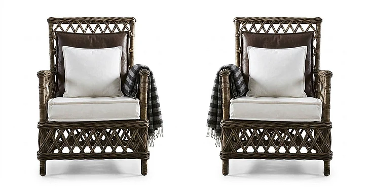Nova Solo Wickerworks Marquis Arm Chair (Set of 2) in Natural Grey CR55