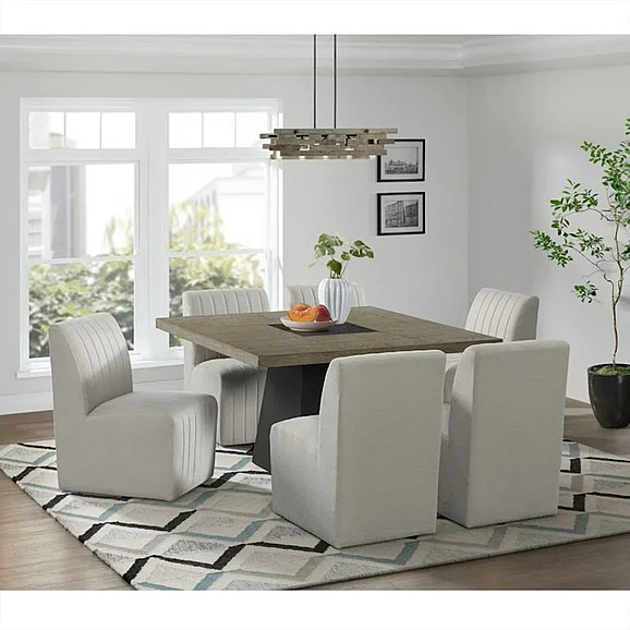 Elements International Jemma 7-Piece Formal Dining Room Set in Gray