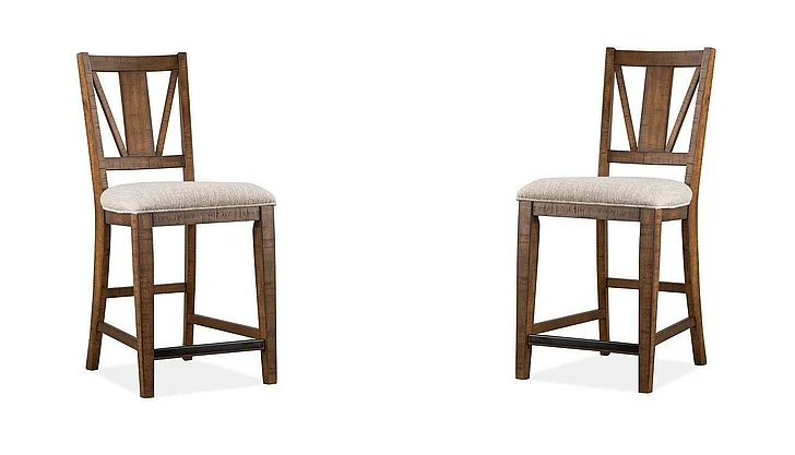 Magnussen Furniture Bay Creek Counter Chair with Upholstered Seat in Toasted Nutmeg (Set of 2)